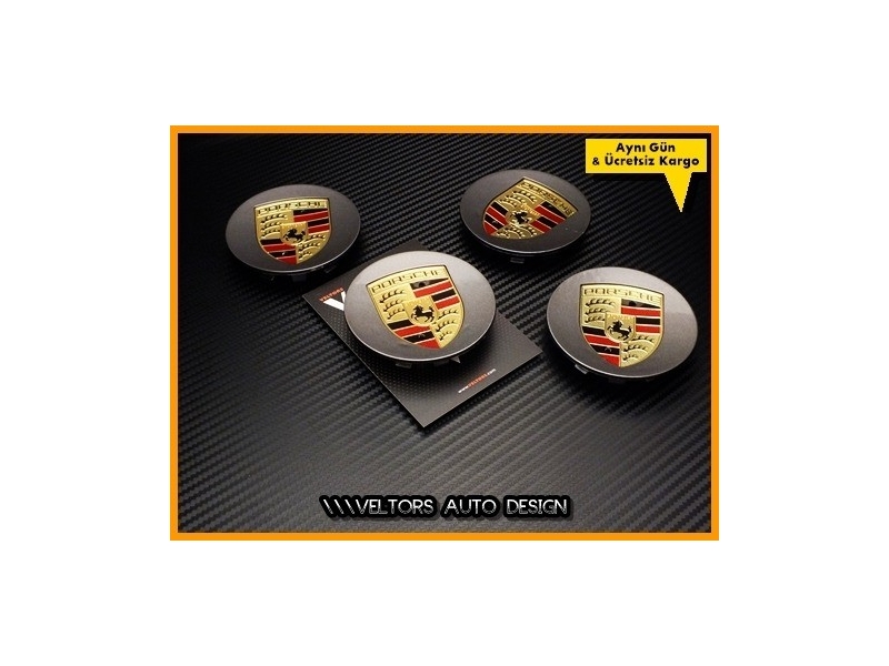Porsche Logo Amblem Jant Göbeği Göbek Kapak Seti