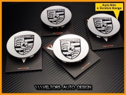 Porsche Logo Amblem Series Jant Göbeği Göbek Kapak Seti Porsche Logo Amblem Series Jant Göbeği Göbek Kapak Seti