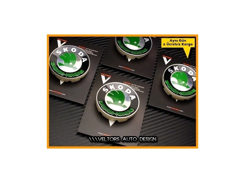 Skoda Logo Amblem Orjinal Jant Göbek Kapak Seti