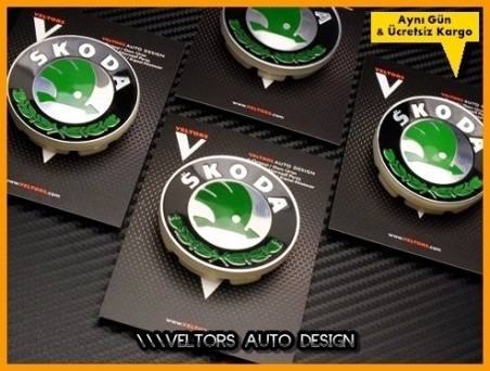 Skoda Logo Amblem Orjinal Jant Göbek Kapak Seti