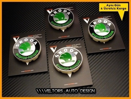 Skoda Logo Amblem Orjinal Jant Göbek Kapak Seti