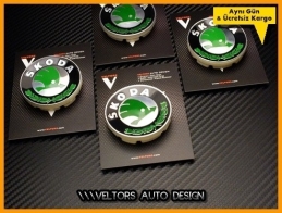 Skoda Logo Amblem Orjinal Jant Göbek Kapak Seti