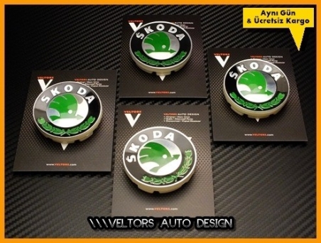 Skoda Logo Amblem Orjinal Jant Göbek Kapak Seti