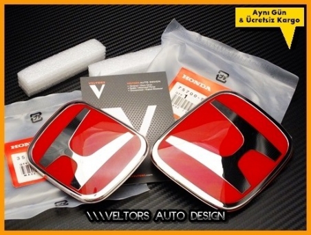 Honda Civic FD7 Orjinal Kırmızı Kaput Bagaj Logo Amblem Seti
