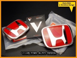 Honda Civic FD7 Orjinal Kırmızı Kaput Bagaj Logo Amblem Seti Honda Civic FD7 Orjinal Kırmızı Kaput Bagaj Logo Amblem Seti