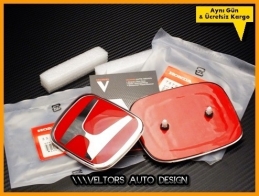 Honda Civic FD7 Orjinal Kırmızı Kaput Bagaj Logo Amblem Seti Honda Civic FD7 Orjinal Kırmızı Kaput Bagaj Logo Amblem Seti