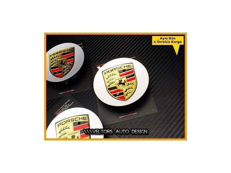 Porsche Logo Amblem Jant Göbeği Göbek Kapak Seti Porsche Logo Amblem Jant Göbeği Göbek Kapak Seti