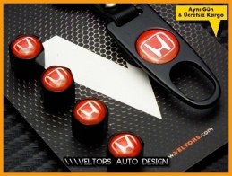 Honda Kırmızı Logo Amblem Anahtarlık Sibop Kapak Seti