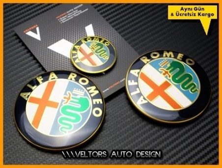 Alfa Romeo Kaput Bagaj Direksiyon Logo Amblem Seti