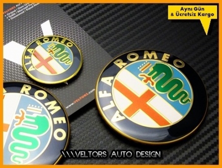 Alfa Romeo Kaput Bagaj Direksiyon Logo Amblem Seti