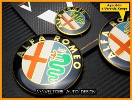 Alfa Romeo Kaput Bagaj Direksiyon Logo Amblem Seti