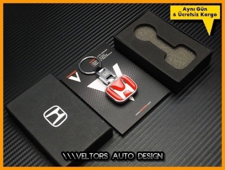 Honda Kırmızı Logo Amblem Özel Krom Honda Anahtarlık
