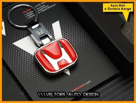 Honda Kırmızı Logo Amblem Özel Krom Honda Anahtarlık