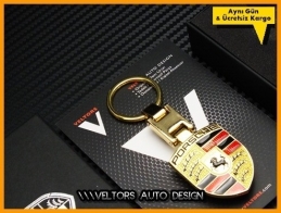 Porsche Logo Amblem Gold Boxed Porsche Anahtarlık Porsche Logo Amblem Gold Boxed Porsche Anahtarlık