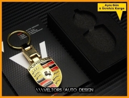 Porsche Logo Amblem Gold Boxed Porsche Anahtarlık Porsche Logo Amblem Gold Boxed Porsche Anahtarlık