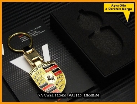 Porsche Logo Amblem Gold Boxed Porsche Anahtarlık