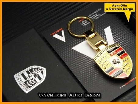 Porsche Logo Amblem Gold Boxed Porsche Anahtarlık