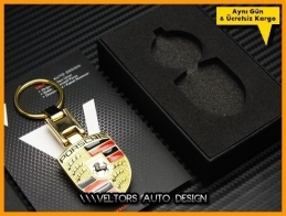 Porsche Logo Amblem Gold Boxed Porsche Anahtarlık Porsche Logo Amblem Gold Boxed Porsche Anahtarlık