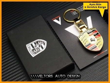 Porsche Logo Amblem Gold Boxed Porsche Anahtarlık