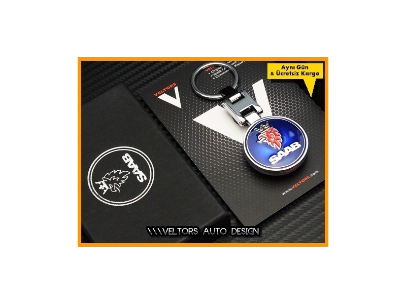 Saab Logo Amblem Özel Krom Saab Anahtarlık