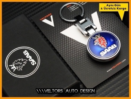 Saab Logo Amblem Özel Krom Saab Anahtarlık