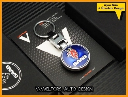 Saab Logo Amblem Özel Krom Saab Anahtarlık