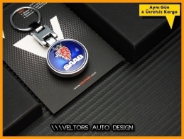 Saab Logo Amblem Özel Krom Saab Anahtarlık