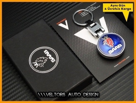 Saab Logo Amblem Özel Krom Saab Anahtarlık
