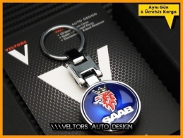Saab Logo Amblem Özel Krom Saab Anahtarlık