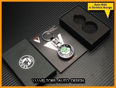 Skoda Logo Amblem Özel Krom Skoda Anahtarlık