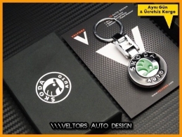 Skoda Logo Amblem Özel Krom Skoda Anahtarlık