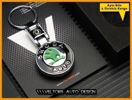 Skoda Logo Amblem Özel Krom Skoda Anahtarlık