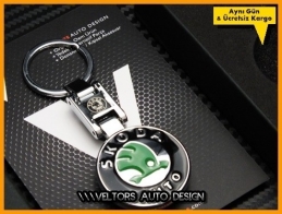 Skoda Logo Amblem Özel Krom Skoda Anahtarlık
