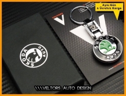 Skoda Logo Amblem Özel Krom Skoda Anahtarlık