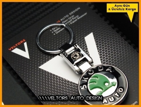 Skoda Logo Amblem Özel Krom Skoda Anahtarlık