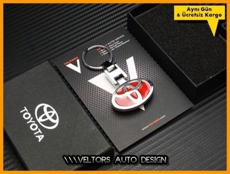 Toyota Logo Amblem Özel Krom Kırmızı Toyota Anahtarlık