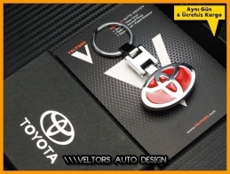 Toyota Logo Amblem Özel Krom Kırmızı Toyota Anahtarlık