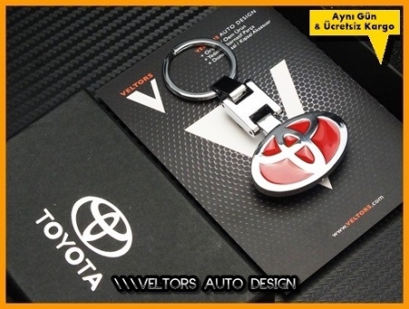 Toyota Logo Amblem Özel Krom Kırmızı Toyota Anahtarlık