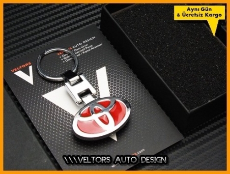 Toyota Logo Amblem Özel Krom Kırmızı Toyota Anahtarlık