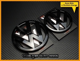 VW MK3 Scirocco Piano Black Scirocco Logo Amblem Seti VW MK3 Scirocco Piano Black Scirocco Logo Amblem Seti