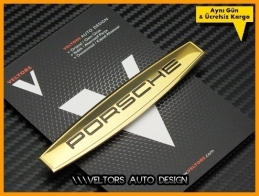 Porsche Gold Torpido Kokpit Logo Amblem