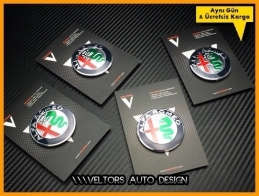 Alfa Romeo Jant Göbeği Göbek Kapak Logo Amblem Seti