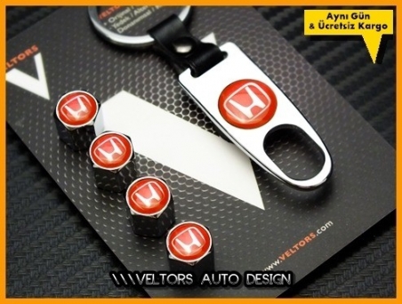 Honda Kırmızı Logo Amblem Anahtarlık Sibop Kapak Seti