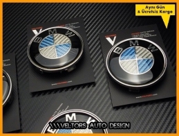 BMW Carbon Logo Amblem Jant Göbeği Göbek Kapak Seti