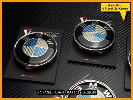 BMW Carbon Logo Amblem Jant Göbeği Göbek Kapak Seti