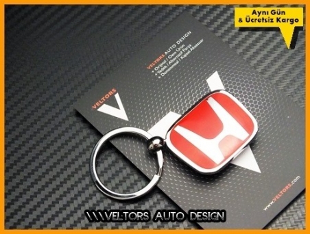 Honda Kırmızı Logo Amblem Özel Krom Honda Anahtarlık
