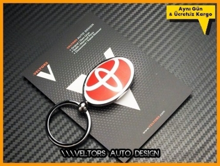 Toyota Logo Amblem Özel Krom Kırmızı Toyota Anahtarlık