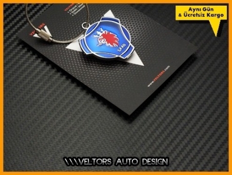 Saab Logo Amblem Özel Krom Saab Anahtarlık
