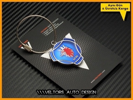 Saab Logo Amblem Özel Krom Saab Anahtarlık