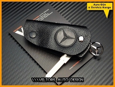 Mercedes Gerçek Deri Logo Amblem Anahtarlık